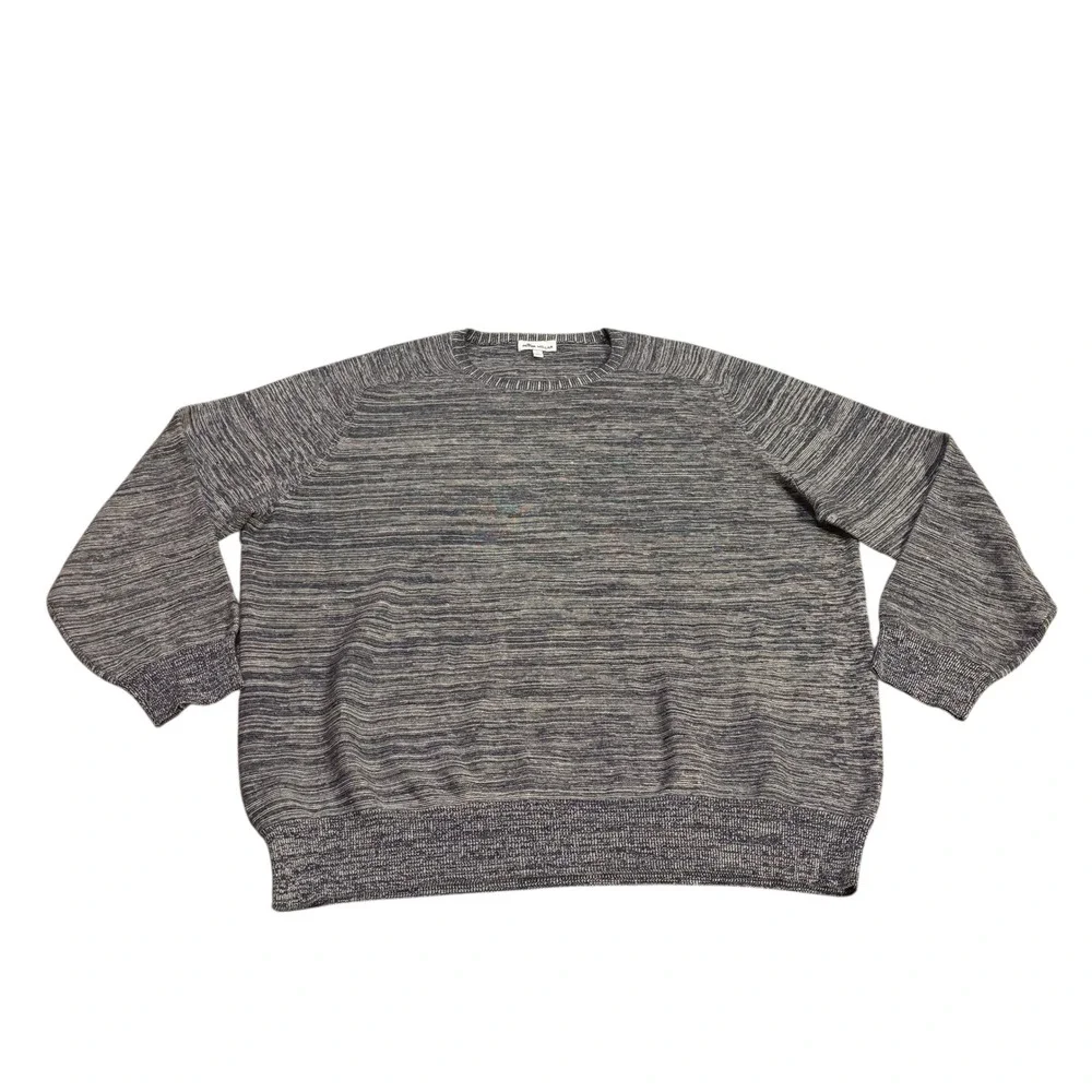 Peter Millar Crown Cool Mens XL Merino Wool Linen Crewneck Sweater Grey White - Picture 2 of 10